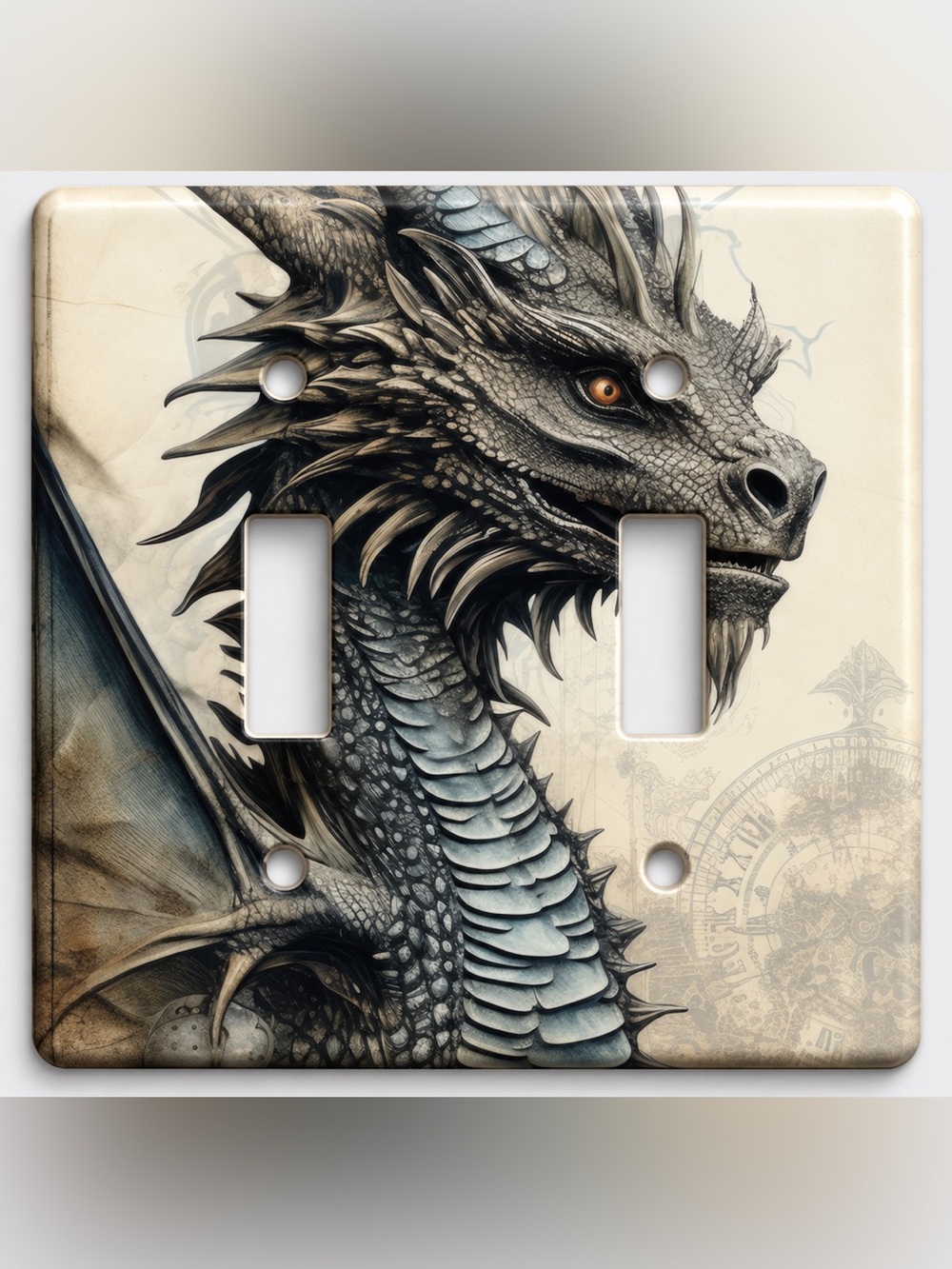 Handmade Gothic Dragon Fantasy Double Toggle Light Switch Cover